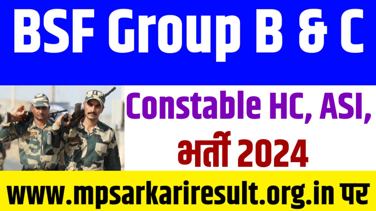 BSF Group B & C Various Post (Constable, HC, ASI, SI) Online Form 2024