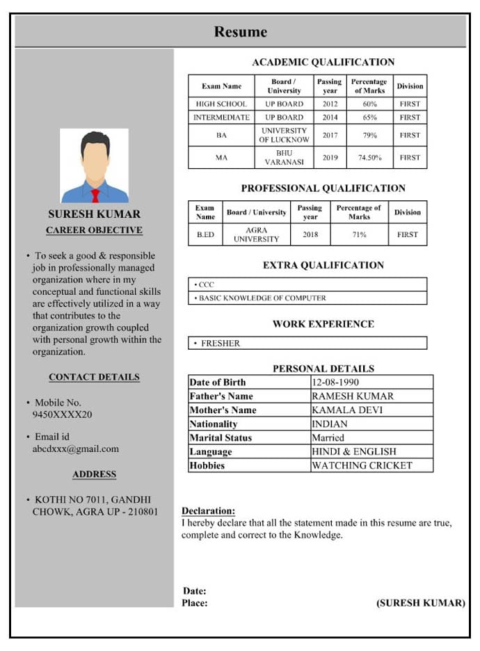 Create Online Resume / CV Template Download Free 2025