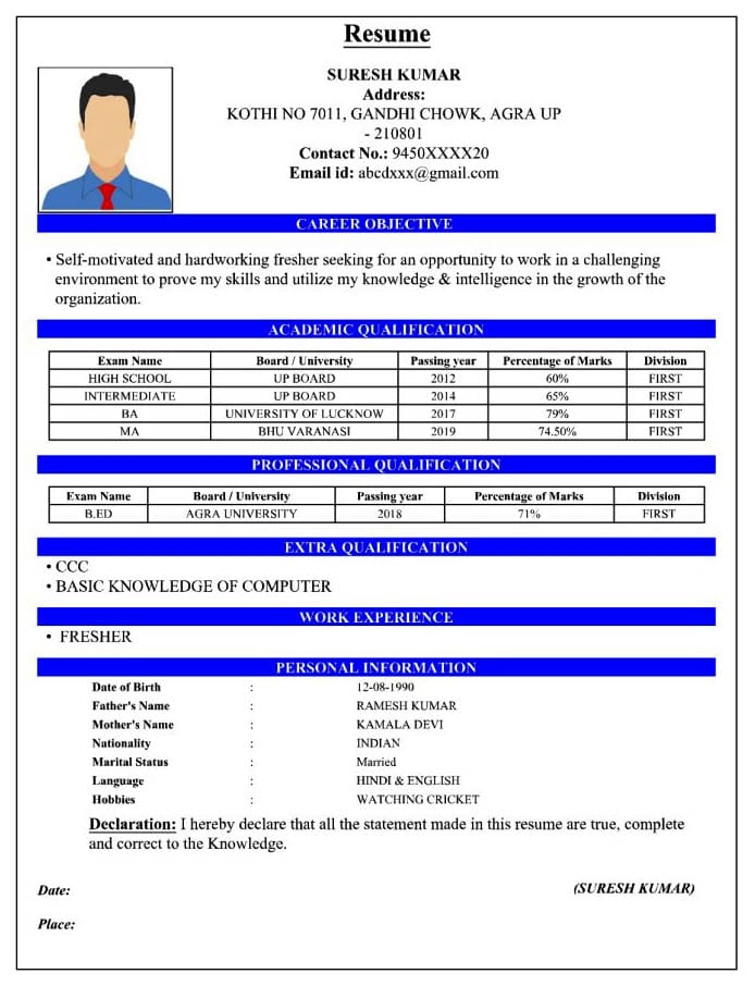 Create Online Resume / CV Template Download Free 2025