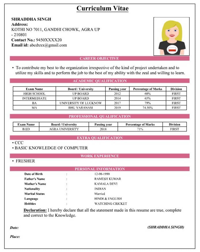 Create Online Resume / CV Template Download Free 2025