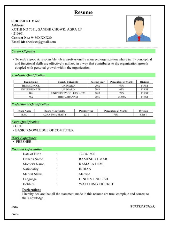 Create Online Resume / CV Template Download Free 2025