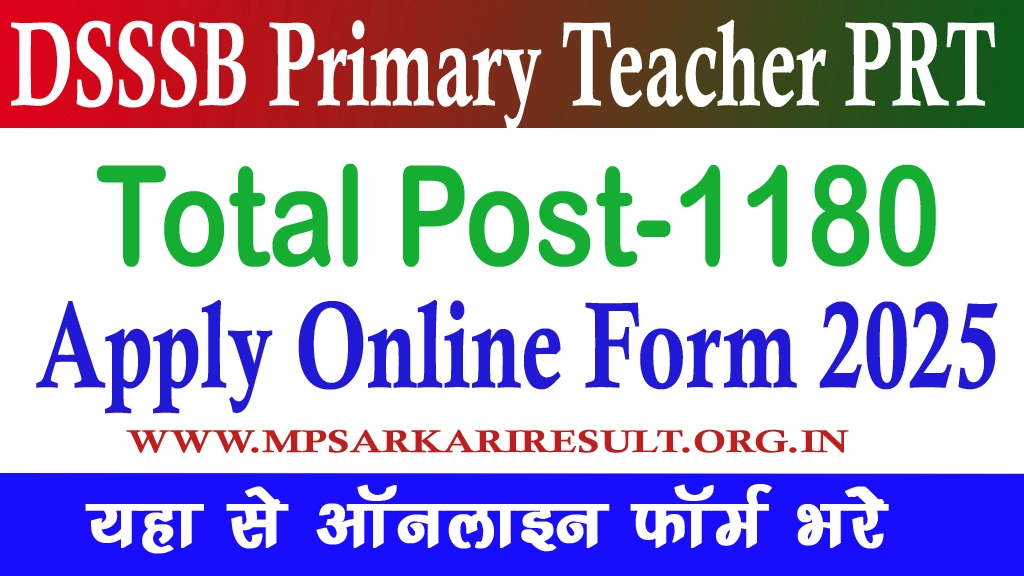 DSSSB Primary Teacher PRT Recruitment 2025
