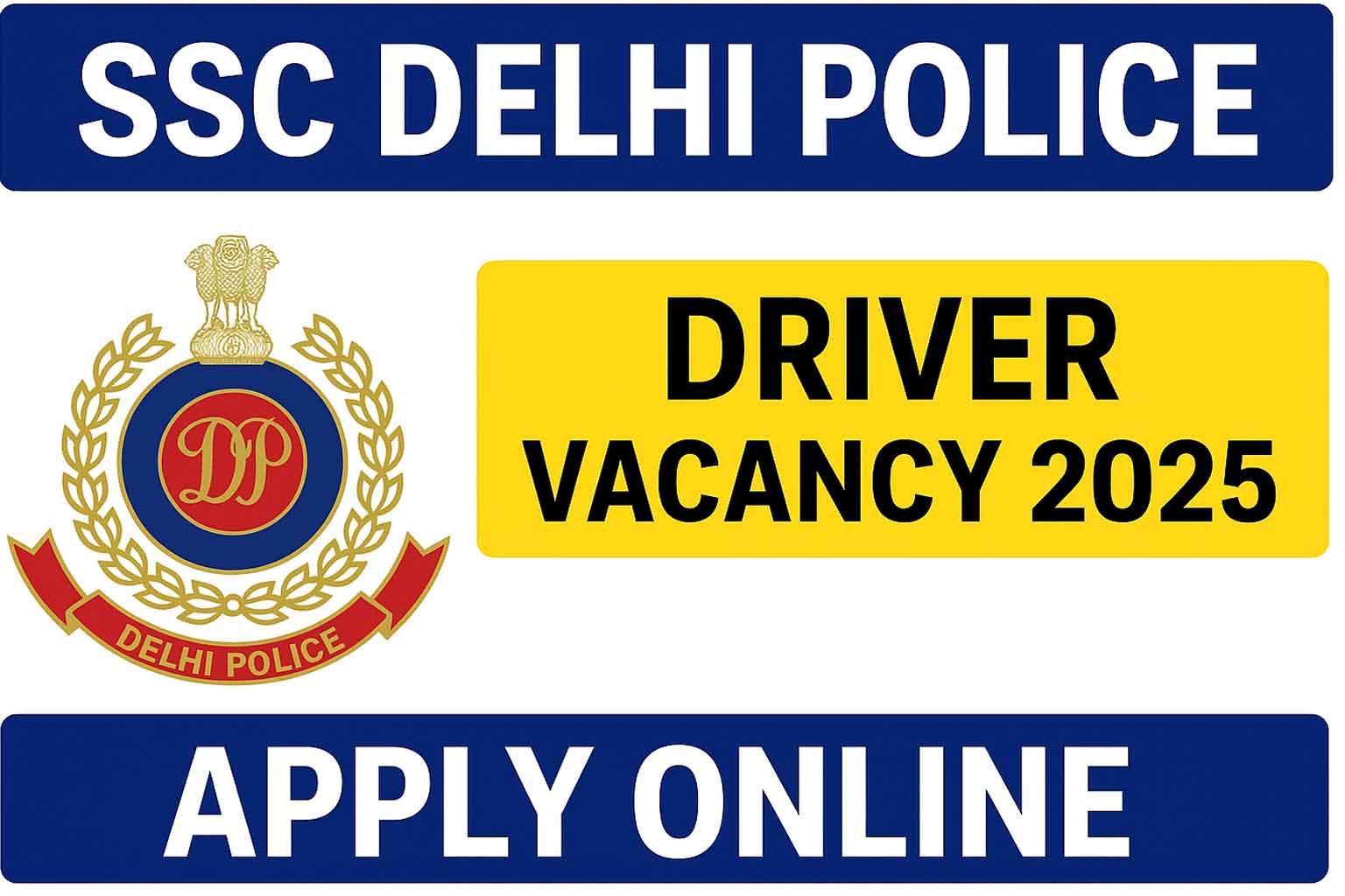 SSC Delhi Police Driver Vacancy 2025 Apply Online Form Notification