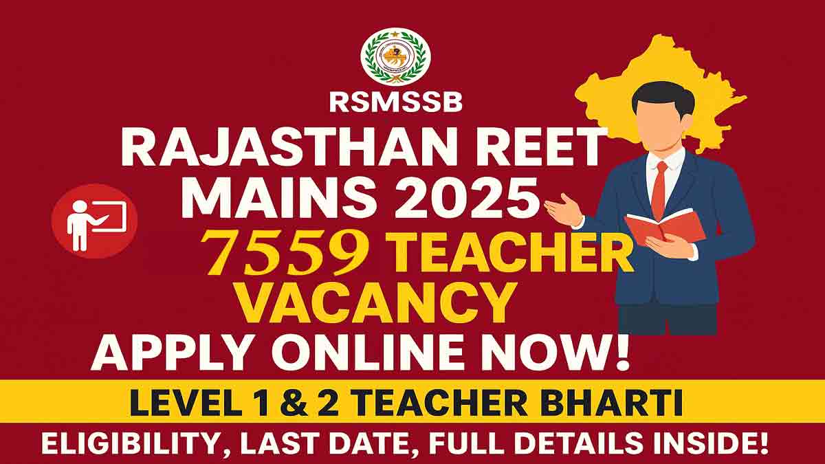 Rajasthan REET Mains Teacher Vacancy 2025